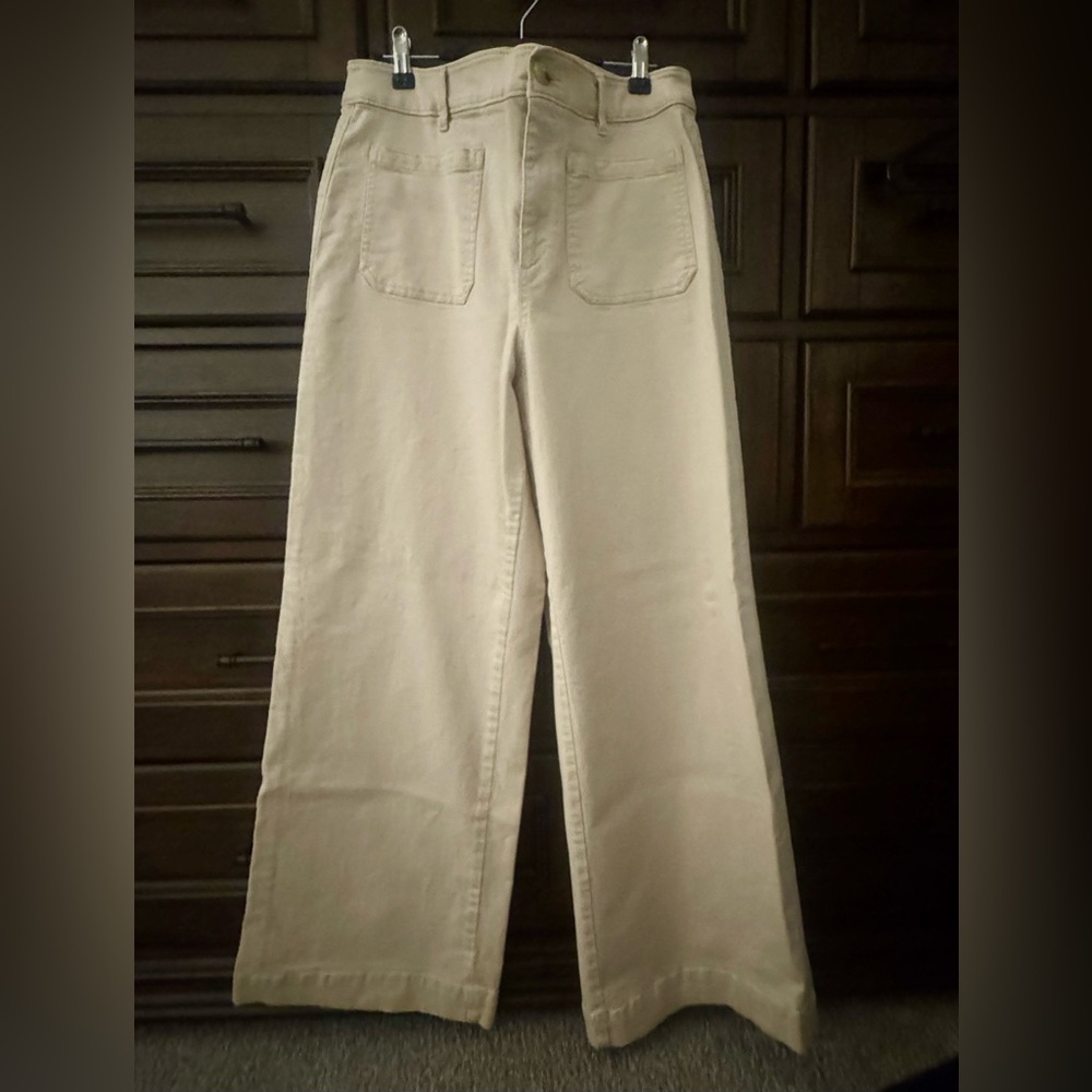 LOFT Women's Tan Wide Leg Twill Pants - Size 12 EUC